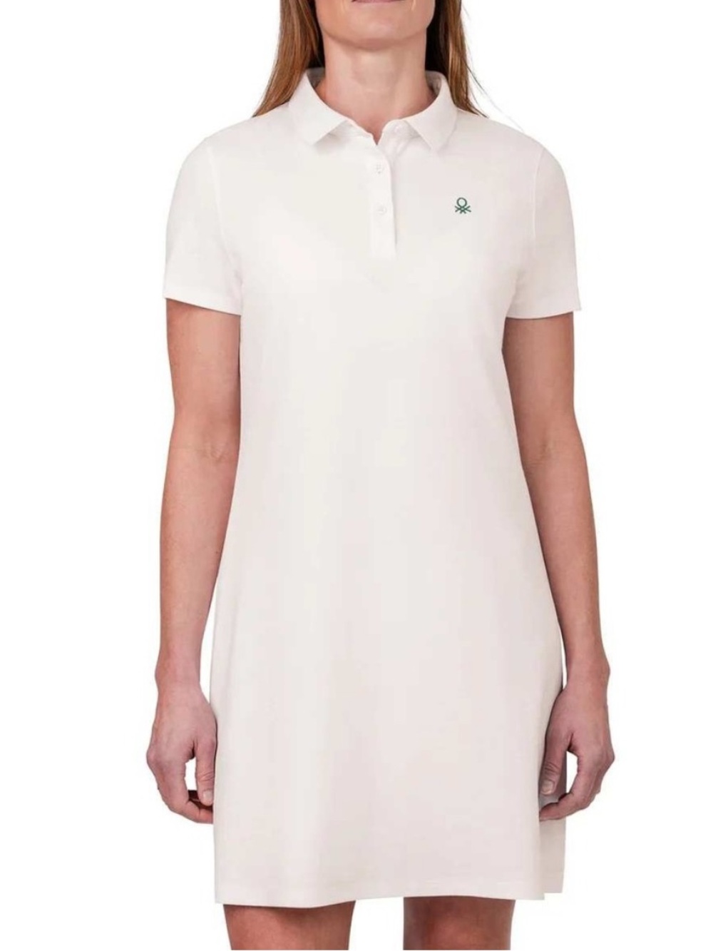 🌸2/$12🌸 United Colors of Benetton Polo Dress Cotton Blend White Size Large